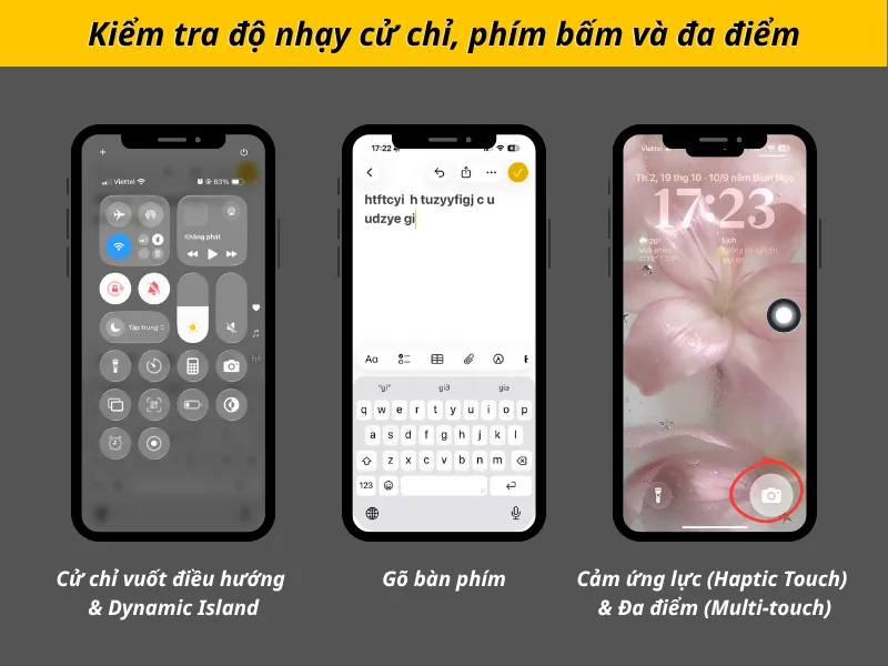 Kiểm tra độ nhạy cử chỉ, phím bấm và đa điểm