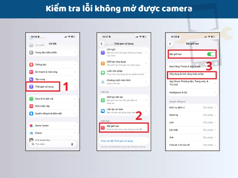 Kiểm tra lỗi không mở được camera