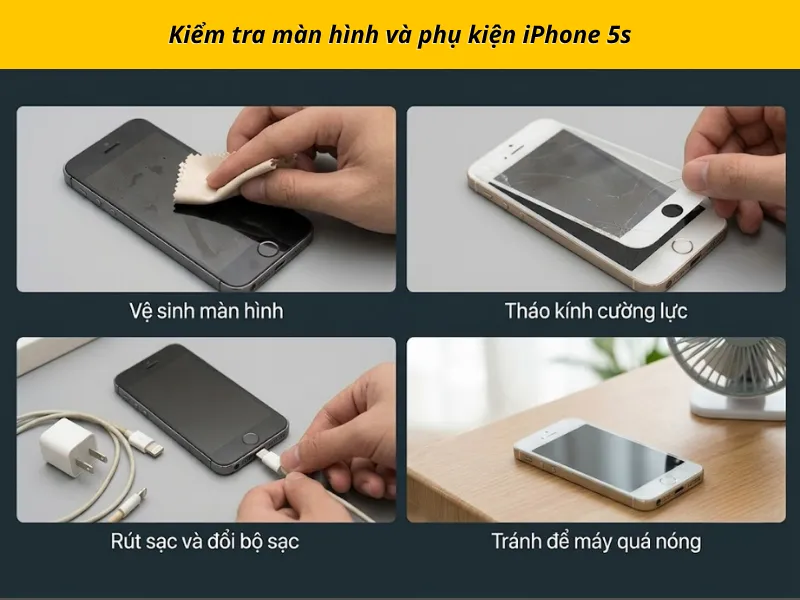 Kiểm tra màn hình và phụ kiện iPhone 5s
