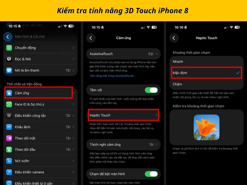 Kiểm tra tính năng 3D Touch iPhone 8