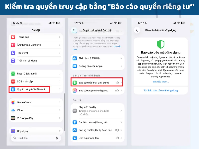 Kiểm tra truy cập ảnh qua báo cáo quyền riêng tư