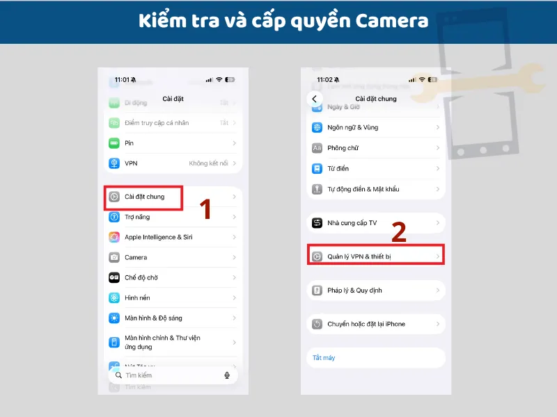 Kiểm tra và cấp quyền camera