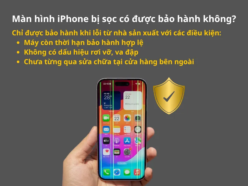 Màn hình iPhone bị sọc có được bảo hành không?