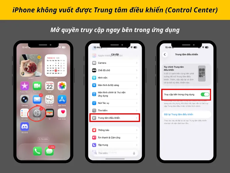 Mở quyền truy cập ngay bên trong ứng dụng
