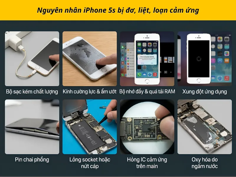 Nguyên nhân iPhone 5s bị đơ, liệt, loạn cảm ứng