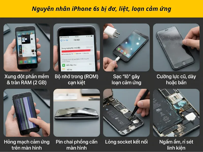 Nguyên nhân iPhone 6s bị đơ, liệt, loạn cảm ứng
