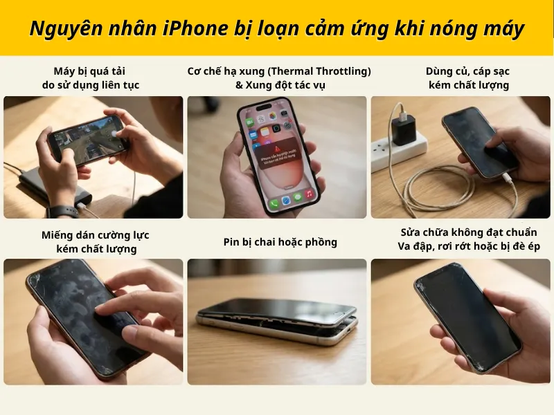 Nguyên nhân iPhone bị loạn cảm ứng khi nóng máy