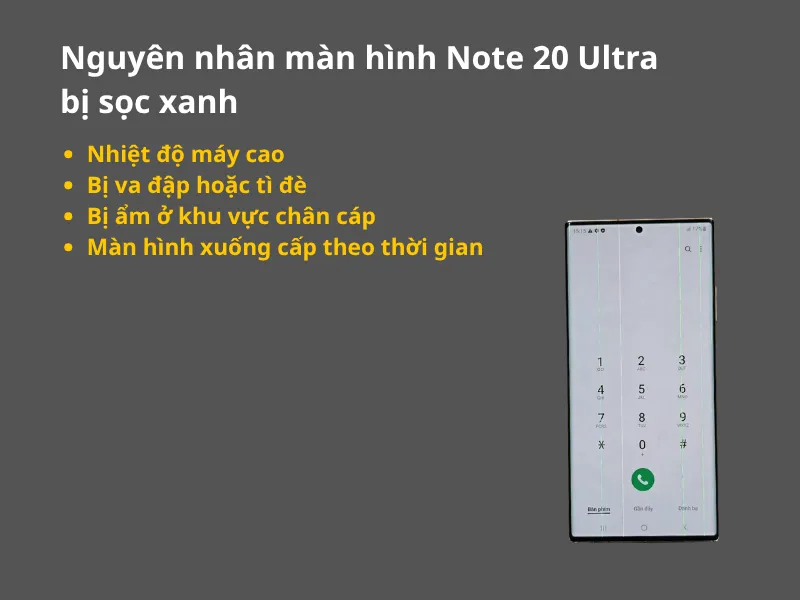 Nguyên nhân màn hình Note 20 Ultra bị sọc xanh