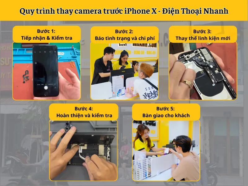 Quy trình thay camera trước iPhone X không Face ID tại Điện Thoại Nhanh