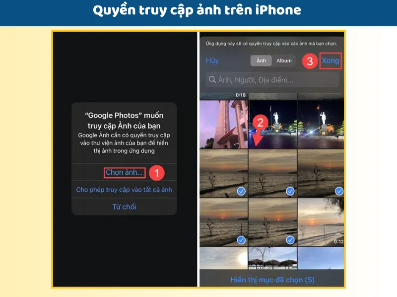 Quyền truy cập ảnh trên iPhone