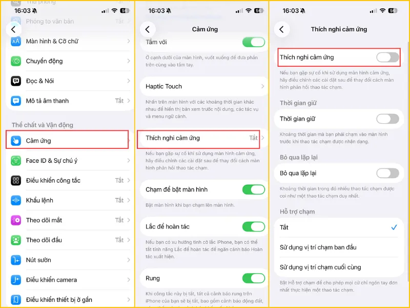 Tắt hoặc giảm độ trễ Thích nghi cảm ứng
