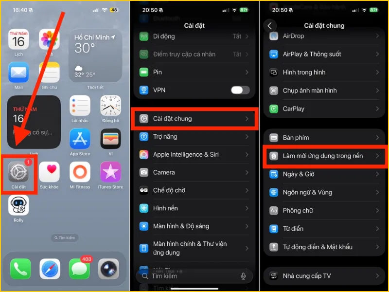 Tắt làm mới ứng dụng nền iPhone 6 Plus