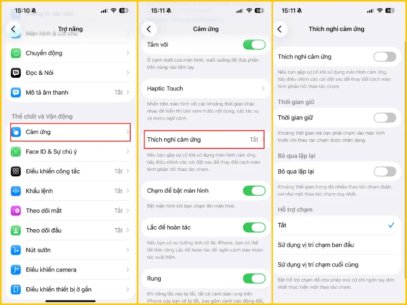Tắt tính năng Thích nghi cảm ứng