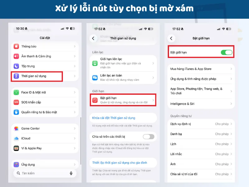 Xử lý nút tùy chọn bị mờ xám